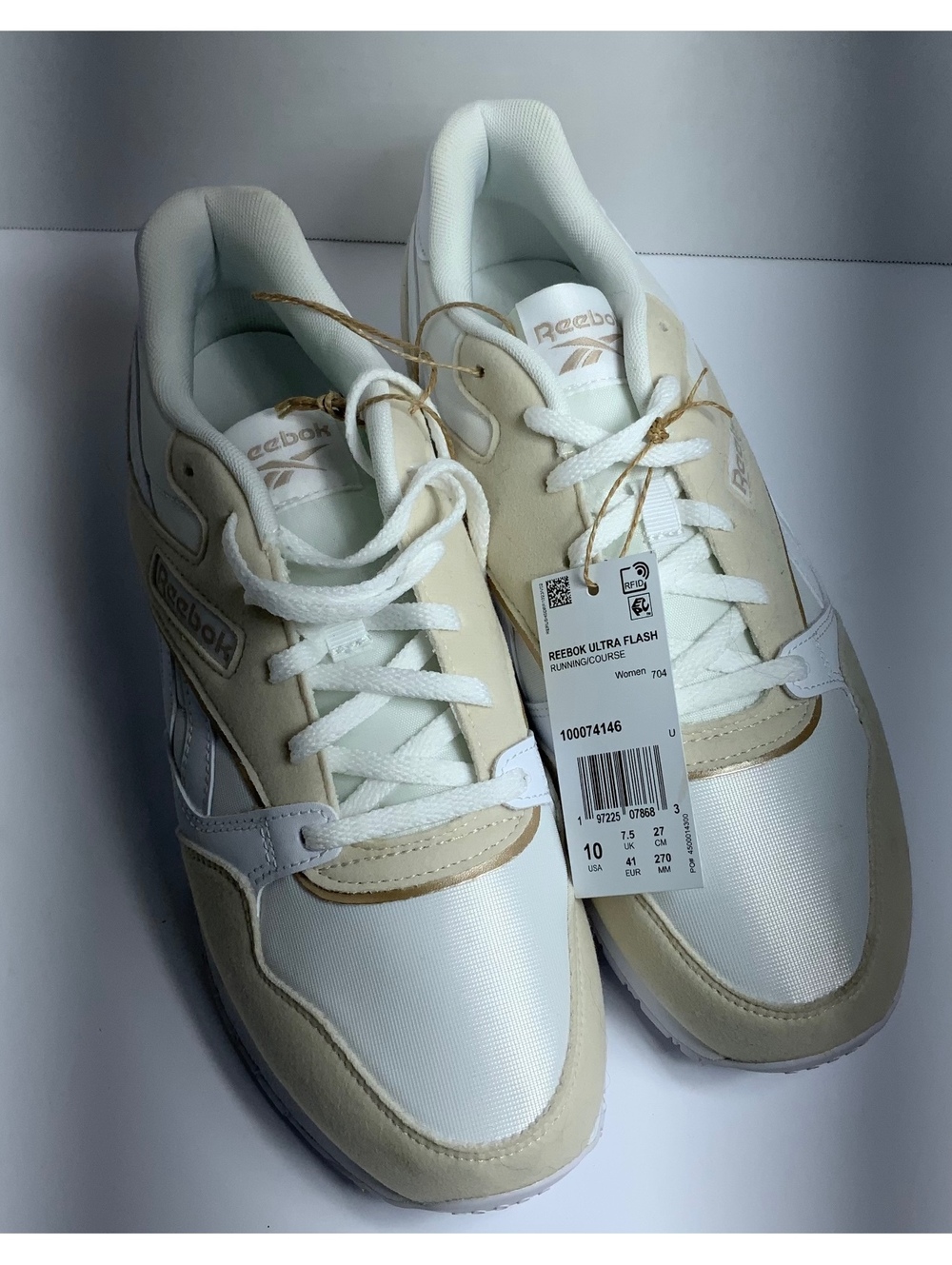 Reebok Sneakers Ultra Flash Women’s size 10 White and Beige, NWT